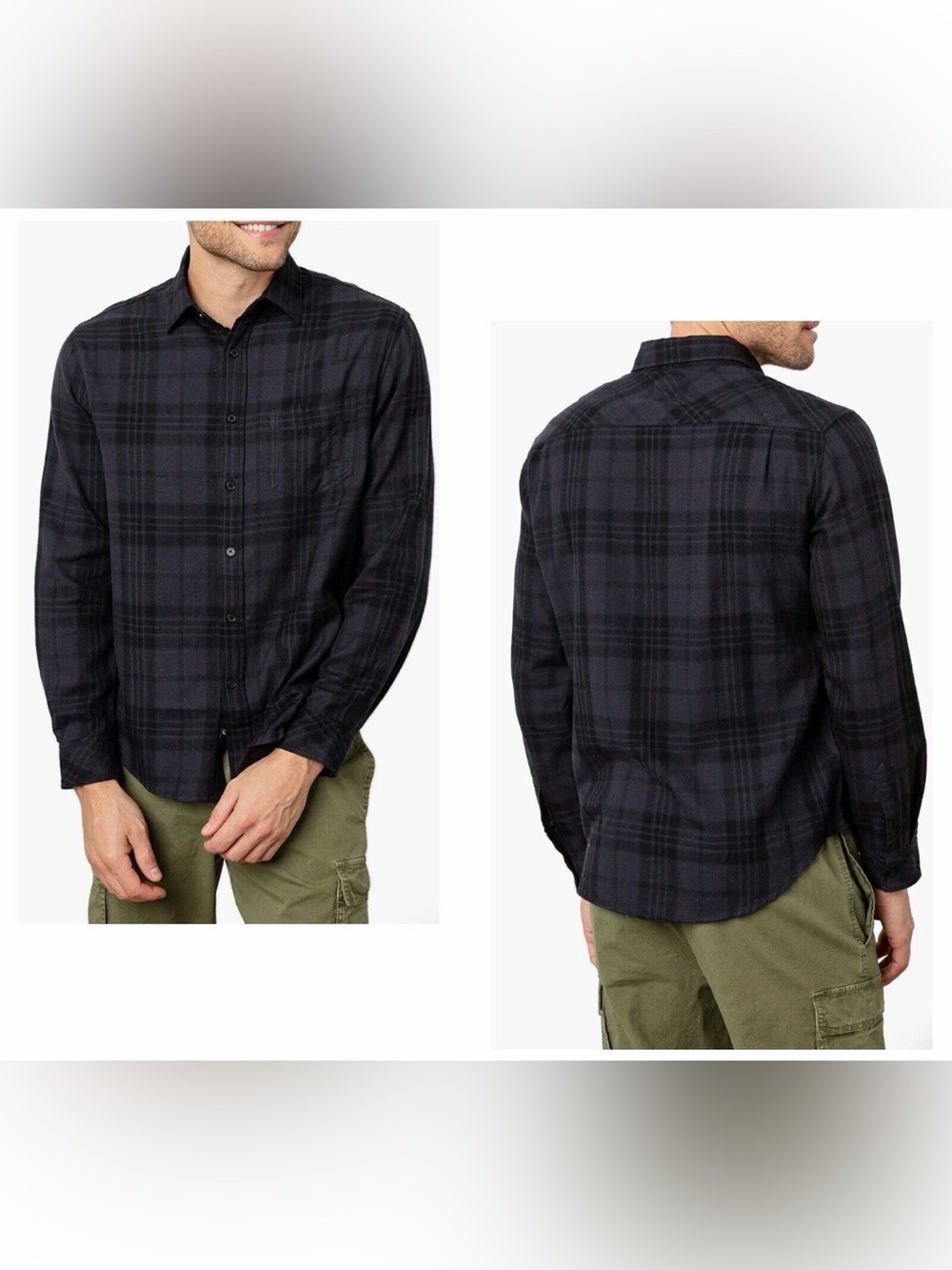 Rails Lennox Dark Charcoal Black Plaid Brushed Twill Button Up Shirt XL
